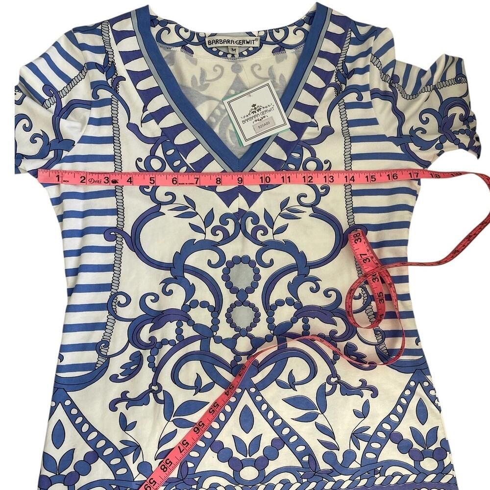 Barbara Gerwit Supra Cotton Stretch Tunic Top Size M Travel Resort Coastal NWT - Picture 3 of 7